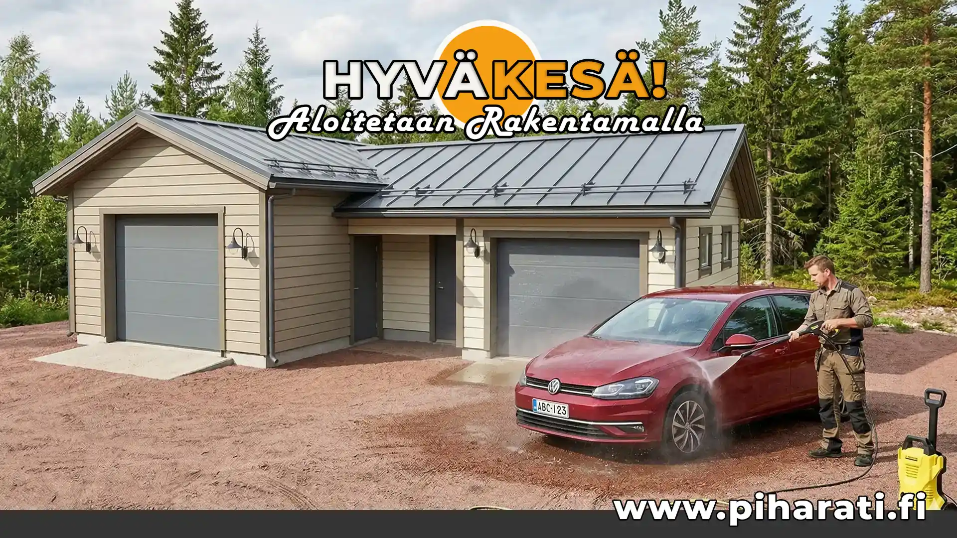 Kahden auton autotalli varastolla