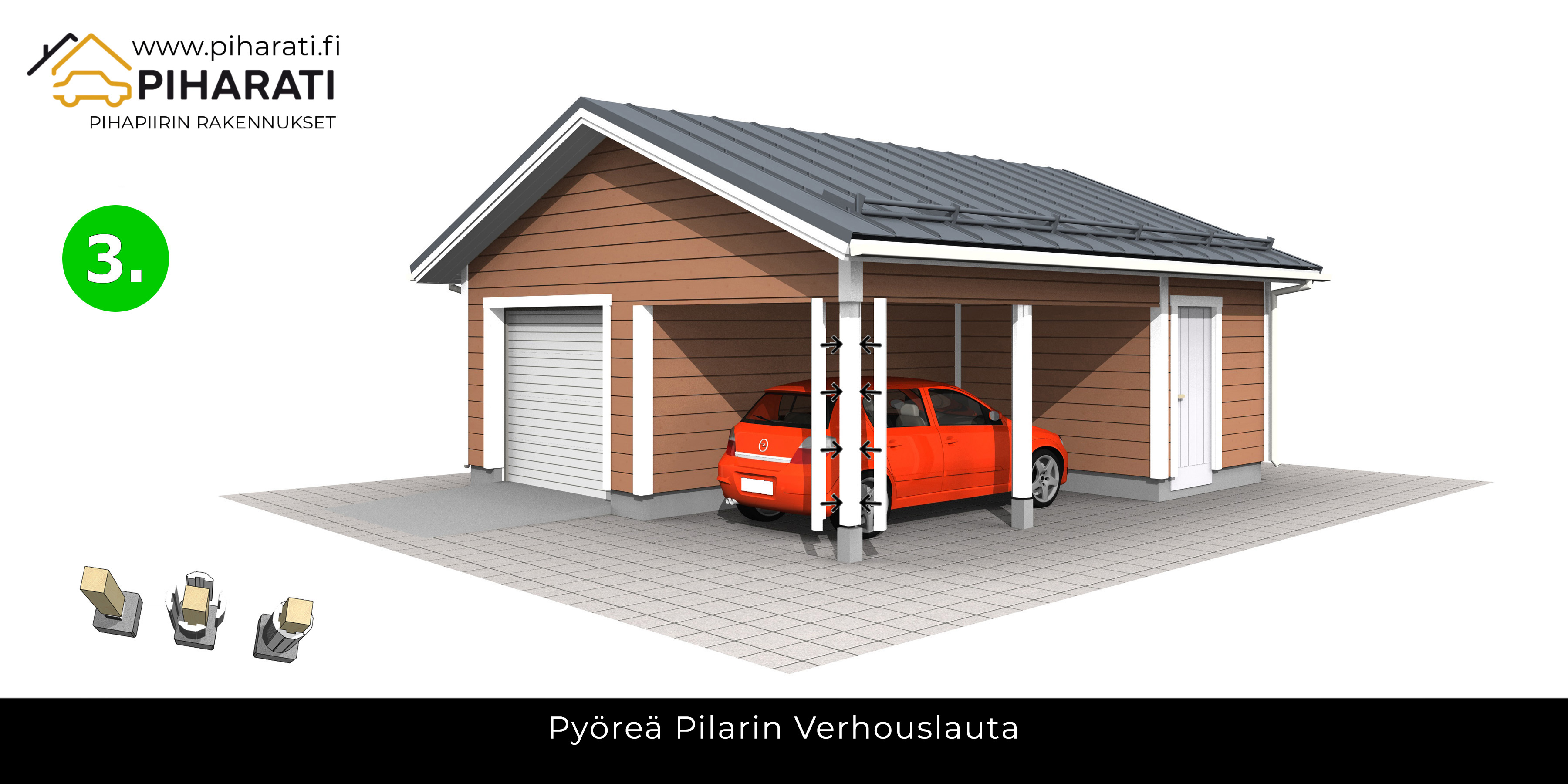 Pyöreä pilari 4 laudalla, Piharati Oy